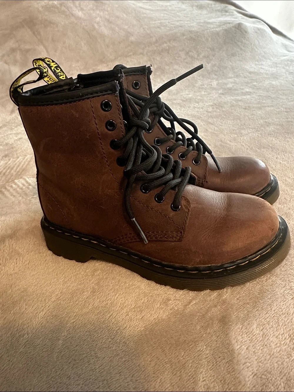 Dr. Martens Delaney Kids Brown Leather Boots Size 13